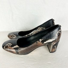 Donald Pliner Corin Block Heel Pump Size 7.5 Square Toe Snakeskin Embossed