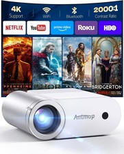 Mini Projector WiFi Bluetooth, 400 ANSI Outdoor 1080P 4K Support 200  Wireless
