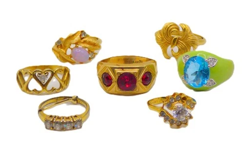 💖 Vintage Lot of 7 Costume Jewelry Rings ~ 2 Avon~1/20 12k Gold Filled