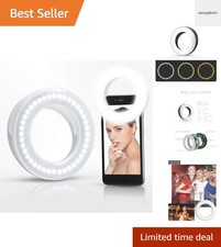 Rechargeable 40 LED Selfie Ring Light with 3 Brightness Modes - Clip-On Design