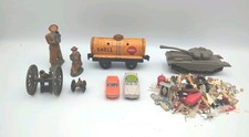 Vintage 1960s Lot Brass Canons Lead Soldiers Model Railroad Plastic Car Parts
