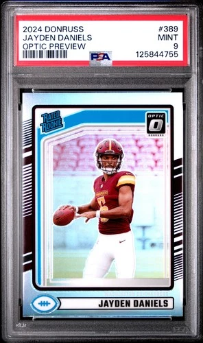 2024 PANINI DONRUSS OPTIC PREVIEW #389 JAYDEN DANIELS ROOKIE RC PSA 9