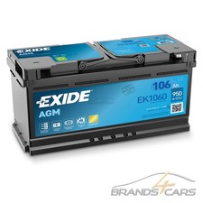 EXIDE AUTOBATTERIE 12V 106Ah STARTERBATTERIE 950A EK1060 AGM START STOPP