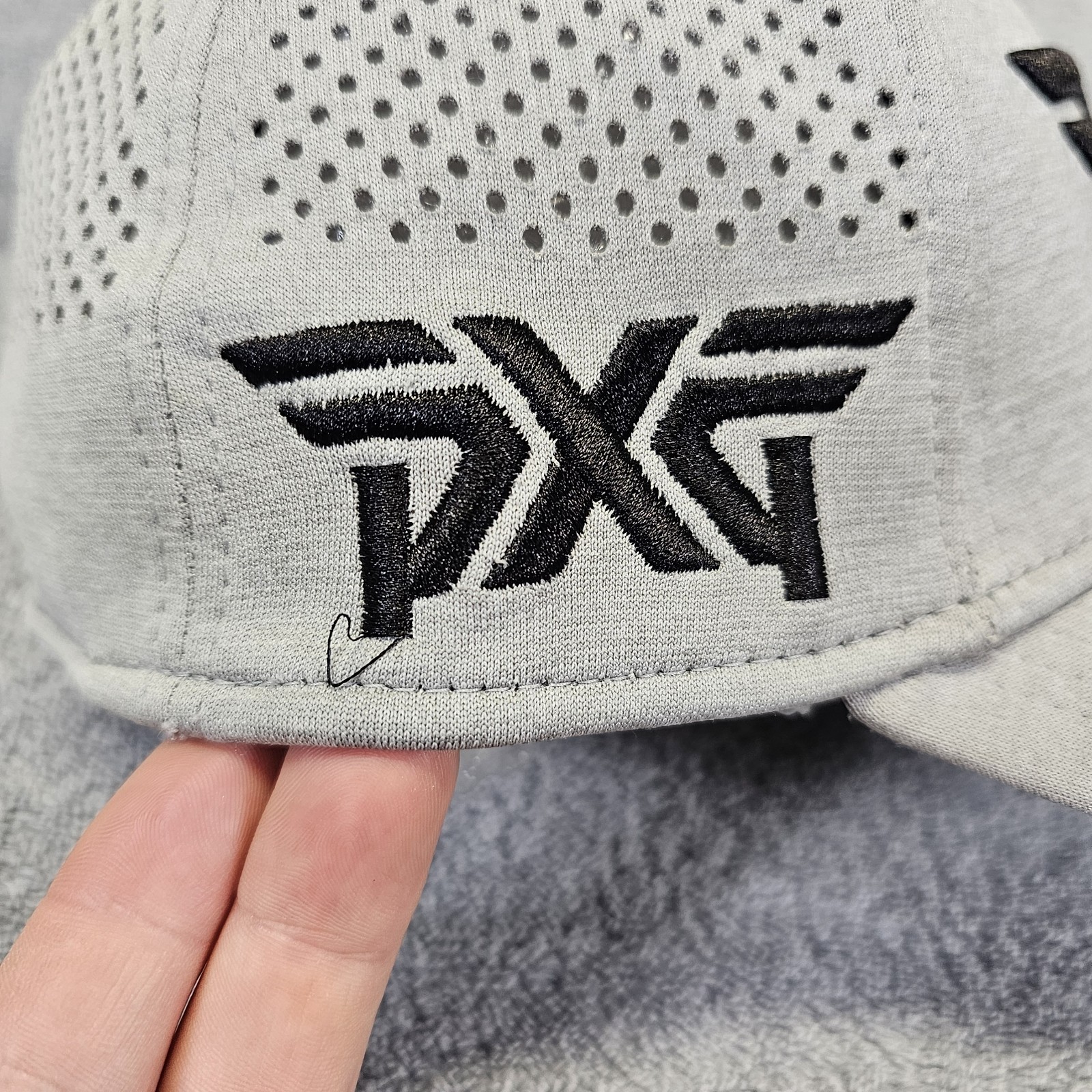 PXG Golf Hat S/M New Era 3930 LASER MESH SHADOW TECH FITTED CAP Gray Black 