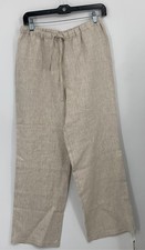 Reformation Oatmeal Beige Olina Linen Blend Elastic Waist Wide Pants NEW sz S