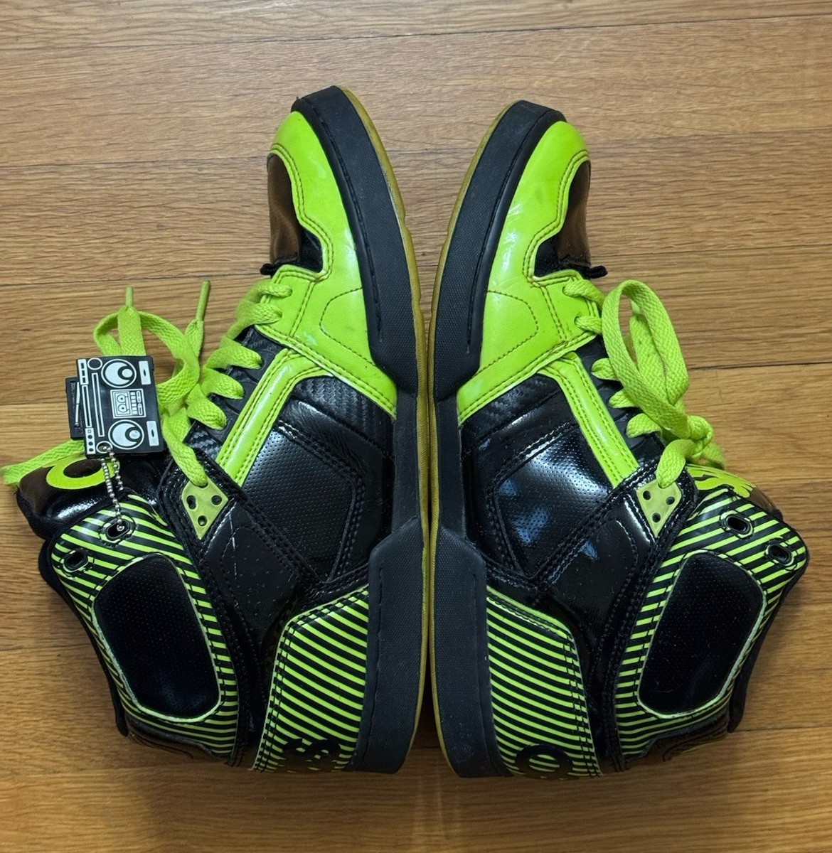 Osiris NYC 83 Neon Green Carbon Black Bronx Rare Y2K Skate Hi