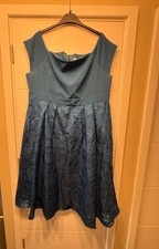 COAST CURVE BARDOT NECK EMBROIDERED MIDI Teal Sze 24