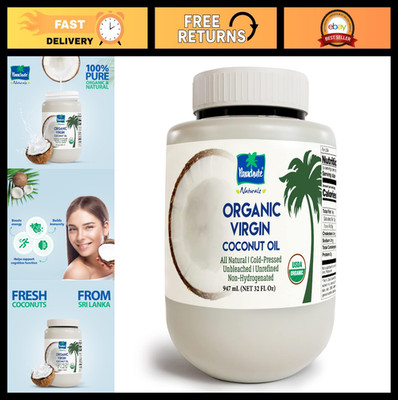 Organic Virgin Coconut Oil - Cooking, Hair & Body Oil | Cold Pressed, Unrefined,