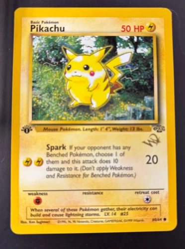 Pokemon 1999 Jungle Pikachu First Edition Card from Sept 1999 Duelist Magazine