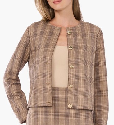 Ted Baker Brown Plaid Blazer Size Women s XL Has Stretch
