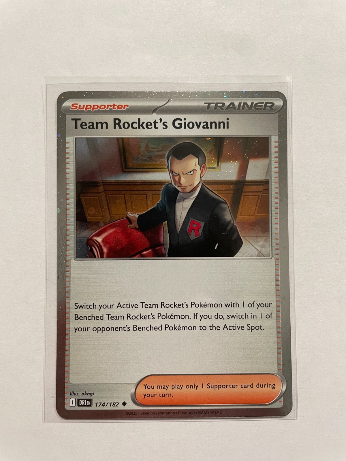 Pokemon Promo: Team Rocket's Giovanni 174/182 Cosmo Holo (Excellent Condition)