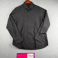 Hugo Boss Shirt Large Black Striped Casual CLassic Button Up Long Sleeve Mens