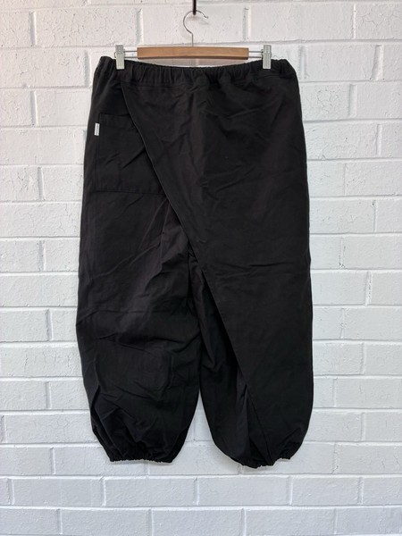 Sou Sou Black Chino Cloth Wrap Harem Pants, Size Medium