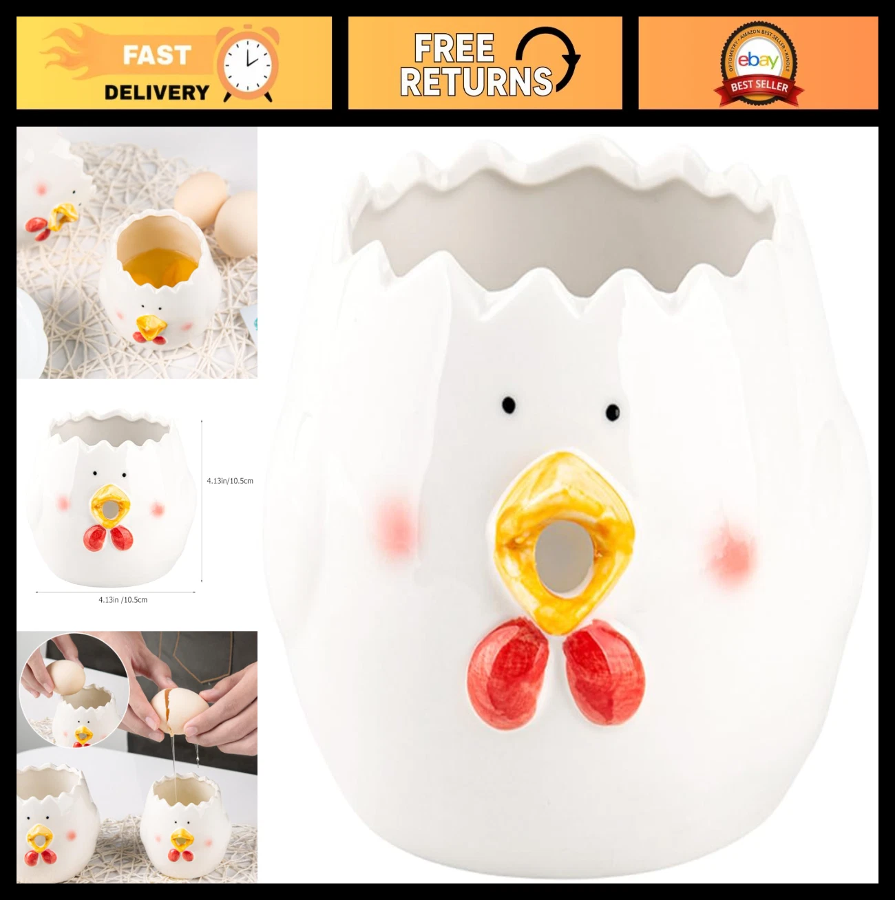 Cute Chicken Egg Separator Tool - Easy Yolk & White Separation Kitchen Gadget
Opens in a new window