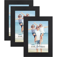 Icona Bay - 4x6 Picture Frames - Black, 3 Pack - Sturdy Wood Composite Photo ...