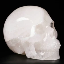 Huge 5.0" White Quartz Carved Crystal Skull, Realistic, Crystal Healing