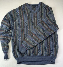 Vintage 90s Tosani Canada Sweater Coogi Multicolor Knit Biggie Cosby Men’s L