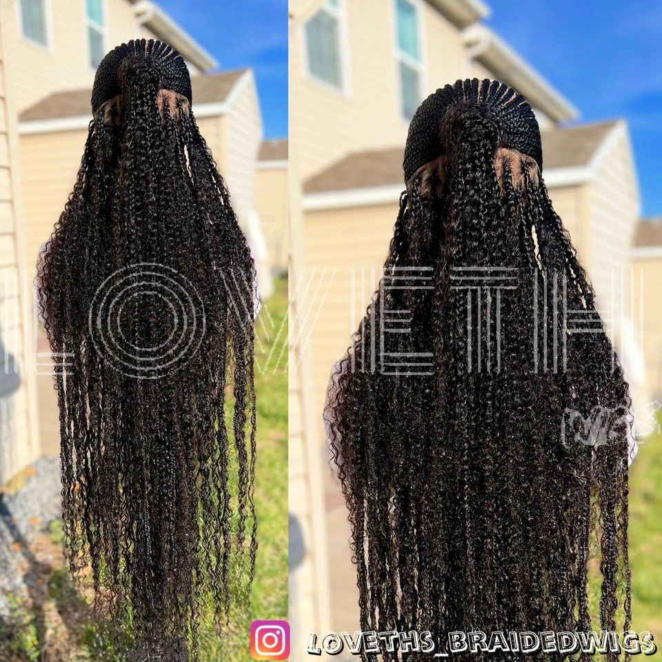 Ships next day(2days SHIPPING)Cornrow Full lace Braided wig,black knotless braid - Image 2 of 4