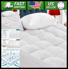 Full Size Cooling Mattress Topper Pad for Back Pain, Deep Pocket Pillow Top