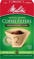#2 Cone Coffee Filters, Unbleached Natural Brown,100 Total Filters | USA