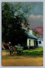Postcard Lenticular Canada Quebec Beauport Cottage Horse & Wagon Unposted O329