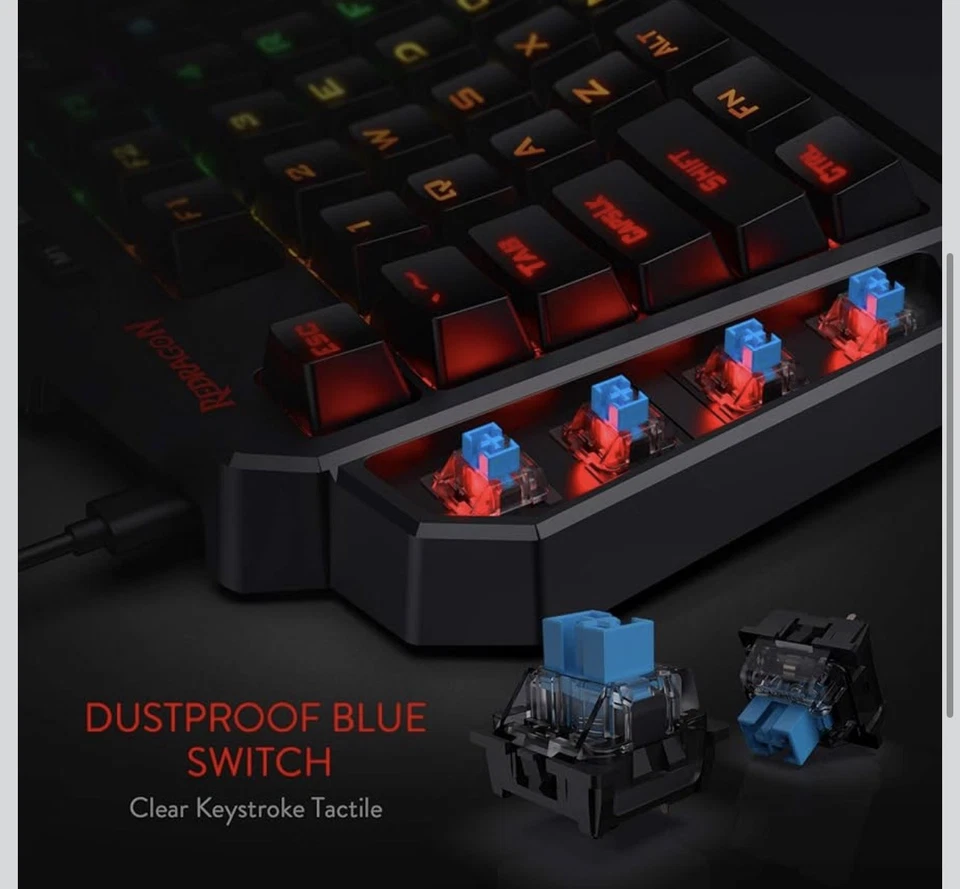 Redragon K585 DITI One-Handed RGB Mechanical Gaming Keyboard 42 Keys Type C - Image 3 of 4