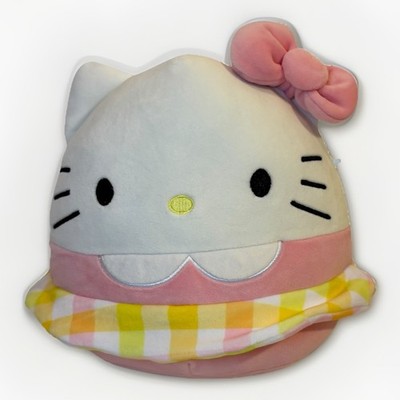 Squishmallows Hello Kitty Easter Plush 8 Inch Pink Yellow Gingham Skirt 2023