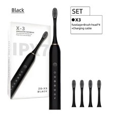 IPX7 Sonic Electric Toothbrush Clean Teeth Rechargeable 6 Modes 4X Heads