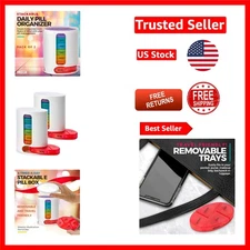 Compact 7-Day Pill Organizer - 4 Times a Day Dispenser, Travel Friendly, 2-Pack