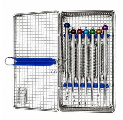 7 Pcs Dental PDL Luxating Root Elevator Instruments Set w/ Sterilization Case