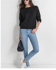 DKNY Jeans Women's Metallic Cable Knit Crewneck Sweater Black Size Medium Nwt