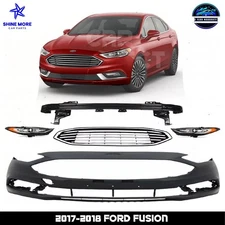 Front Bumper Cover Fascia & Grille Assembly Kit For 2017-2018 Ford Fusion