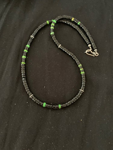 Grün Türkis Schwarz Onyx Heishi Navajo Sterlingsilber Halskette 19236 - Bild 12 von 12