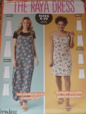 Simply Schnittmuster Damen RAYA KLEID Trägerkleid 3 Längen Ausschnitt Optionen