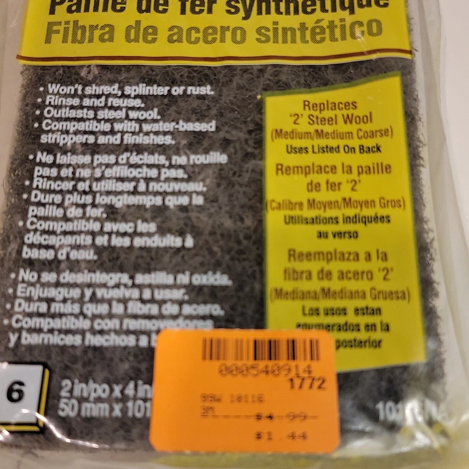 (5)- Lana de acero sintético 3M #2 - grueso medio/medio (6 por paquete) Foto 2 de 4