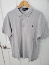 Polo Ralph Lauren Polo Shirt Mens XL Light Gray w/ Green Pony Cotton USA Vintage
