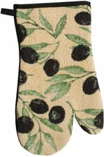 Fabric Tapestry Kitchen Oven Mitt, 11"  OLIVES by HC