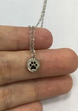 TINY PAW NECKLACE .925 Sterling Silver Paw Charm Dog Cat Animal Woman Girl Teen