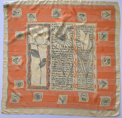 1 An Orange & Yellow 34 Inch Square Vintage Self Stripe Scarf By Tie Rack