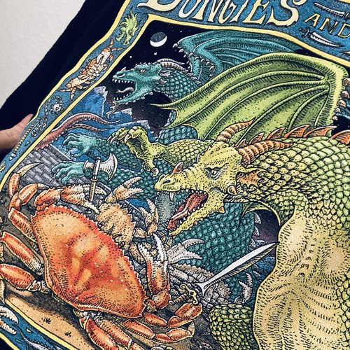 Ray Troll Dungies & Dragons T-Shirt Sz Large Dungeness Crab D&D Dungeons Parody - Picture 5 of 6