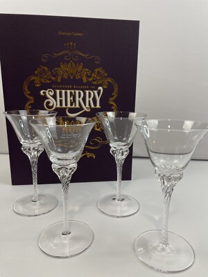 NEW ~ Glassique Cadeau ~ Schooner Glasses For Sherry ~ Set of 4 ~ Cream Apera