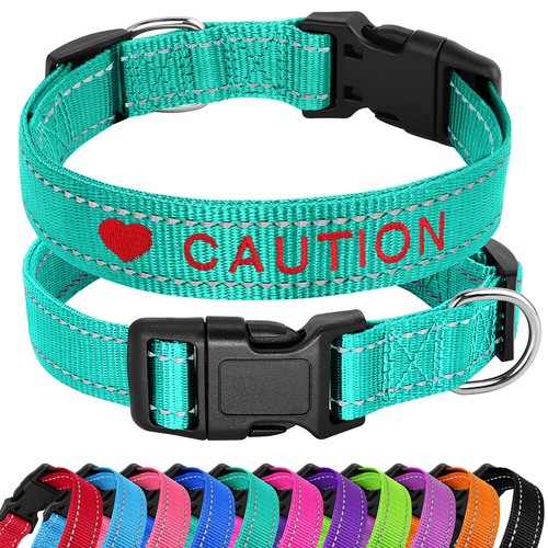 Embroidered Personalized Dog Collar Reflective Nylon Custom ID Name Phone Number - Picture 17 of 30