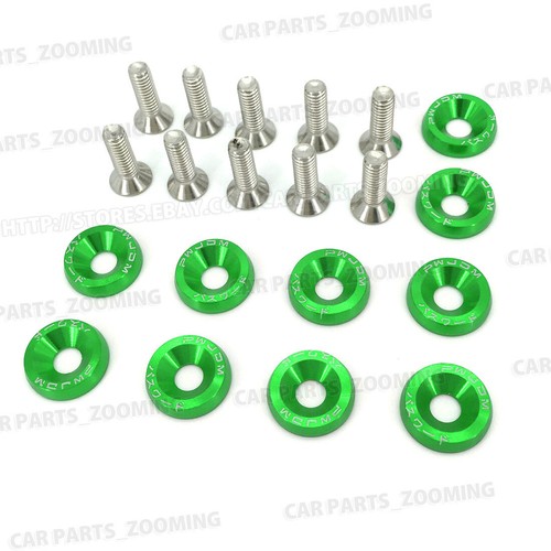 10Pcs Car Green Fender Bumper Washer Bolt Engine Bay Screw CNC Billet - Picture 3 of 8