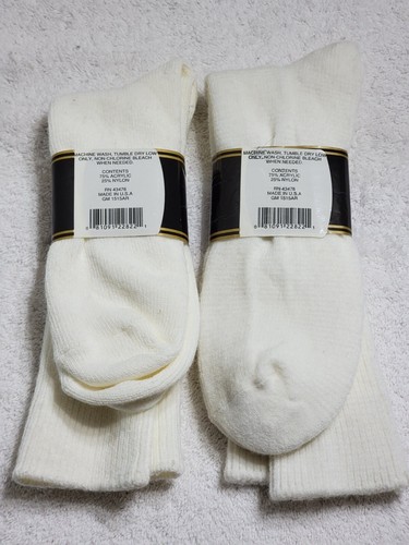 2 PARES CALCETINES BLANCOS MEDALLA DORADA VINTAGE PARA HOMBRE TALLA 10-13 ACRÍLICO Y NYLON HECHOS EN EE. UU. - Imagen 4 de 4