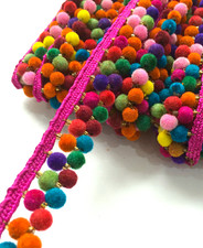 Clearance Remnant Pcs Multicolour Rainbow Pom Pom bobble Fringe Trim Remnants