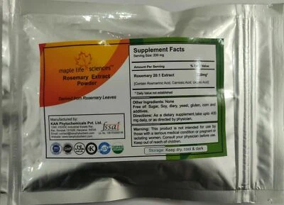 MAPLE LIFESCIENCES Rosemary Extract 20:1 Rosmarinic Acid Carnosic Acid Ursolic Acid