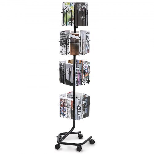 4-Tier Rotating Brochure Display Rack with 32 Pockets for Magazines and Literature