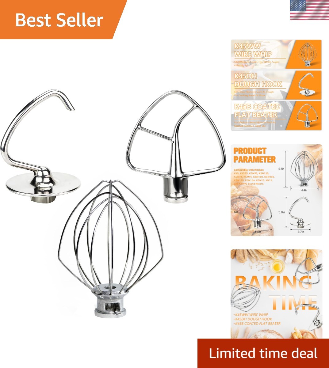 KitchenAid Mixer Stainless Steel Attachment Set Replacement Parts