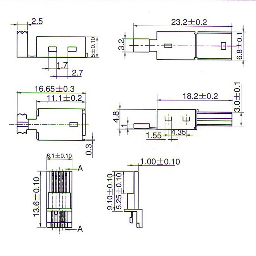 10pcs Mini USB Connector 5 Pin Male Plug Wire Solder Cable Socket Metal Housing - Picture 6 of 6