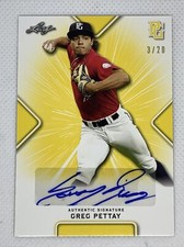 2021 LEAF PERFECT GAME AUTO GREG PETTAY YELLOW PAPER 3/20